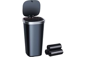 xuenair Mini-Auto-Mülleimer, Mülleimer für Auto mit Deckel, tragbarer kleiner Auto-Mülleimer mit 3 Rollen Müllbeutel, geeignet für Autos, Zuhause, Büro, Schlafzimmer – (quadratisch)