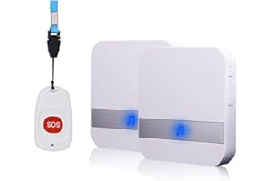 ALEENFOON Alarma Móvil Inalámbrica para Casa con Botón De Emergencia, Versión Plug-in, Alarma De Pánico, Alarma Inalámbrica para Personas Mayores (1 a 2 Blanco)