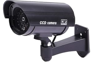 ELEAR Negro Falsa Seguridad Ficticia cámara de CCTV Dummy Simulada impermeable Parpadeante IR LED exterior Interior vigilancia