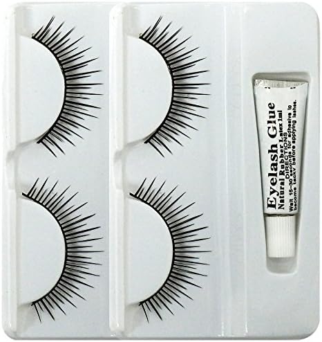 Innovate False Black Plain Eyelashes Eye Lash Extensions Glue Kit - 2 Pair of Lashes