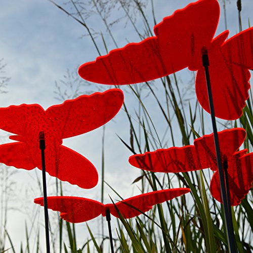 SUNPLAY Sonnenfänger „Schmetterlinge Isabelle“ in ROT, 3 Stück je 10 cm Durchmesser im Set + 35 cm Schwingstäbe - 3