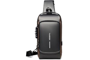 FANDARE Antifurto Zaino Monospalla Uomo Borse piccole a tracolla con USB Business Borsa a Spalla Impermeabile PU per Scuola Outdoor Ciclismo Viaggio Hiking Multitasche Piccolo Zaino