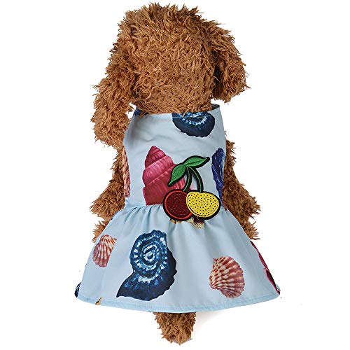 Preisvergleich Produktbild Hawkimin hundepullover Fleece Sommer Conch Strandkleid Hundekleid Kirschdruck Prinzessin Kleid für Hund