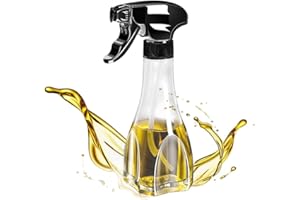 Wisada Kitchen Glass Seasoning Oiler, Olive Oil Press Sprayer, Cooking Oil Sprayer, BBQ Oil Spray Bottle for Cooking, Baking, Grilling, Salad, Frying, Kitchen [Black | 240ml]