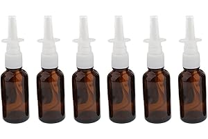 QUUPY 6 STÜCKE 30 ml Bernsteinglas Nasensprüher Nachfüllbar Feinnebelsprüher Make-up Wasserfläschchen Nasensprühflaschen für Kochsalzspülanwendungen