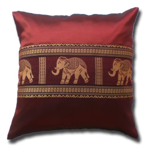 Elefanten rot Kissenbezug Kissenhülle Kissen 41,5 cm x 41,5 cm Thai Silk Sofa Couch