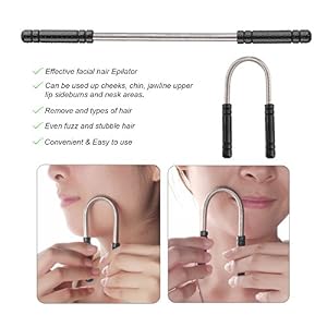 Spring Facial Epilator and 1 Stainless Steel Eyebrow Tweezers Facial Roller Bar Epilator Remove Unwanted Facial Hair… - Image 6