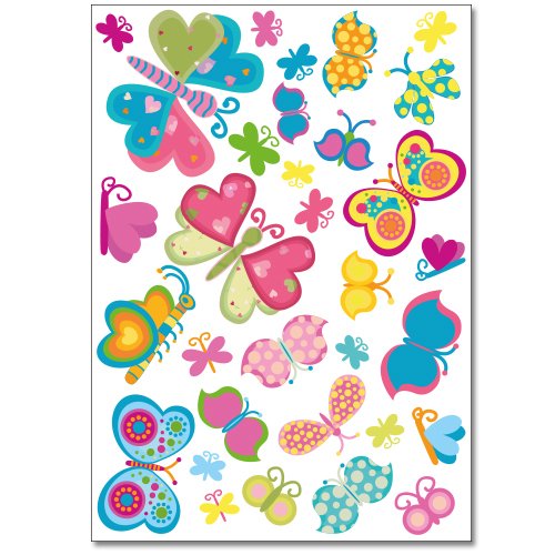 Wandkings Schmetterlinge Wandsticker Set, 60 Aufkleber, 2 DIN A4 Bögen, Gesamtfläche 60 x 20 cm - 2