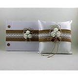 Gästebuch + Ringkissen Hochzeit Set mit Juteband