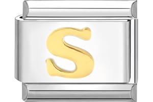 papasgix Italian Charms Module Buchstaben A-Z für 9mm Italian Charm Bracelet Gold DIY Italian Style Charms für Damen Abnehmbar Italienisches Charm Armband Zubehör Junge Mädchen Geschenk