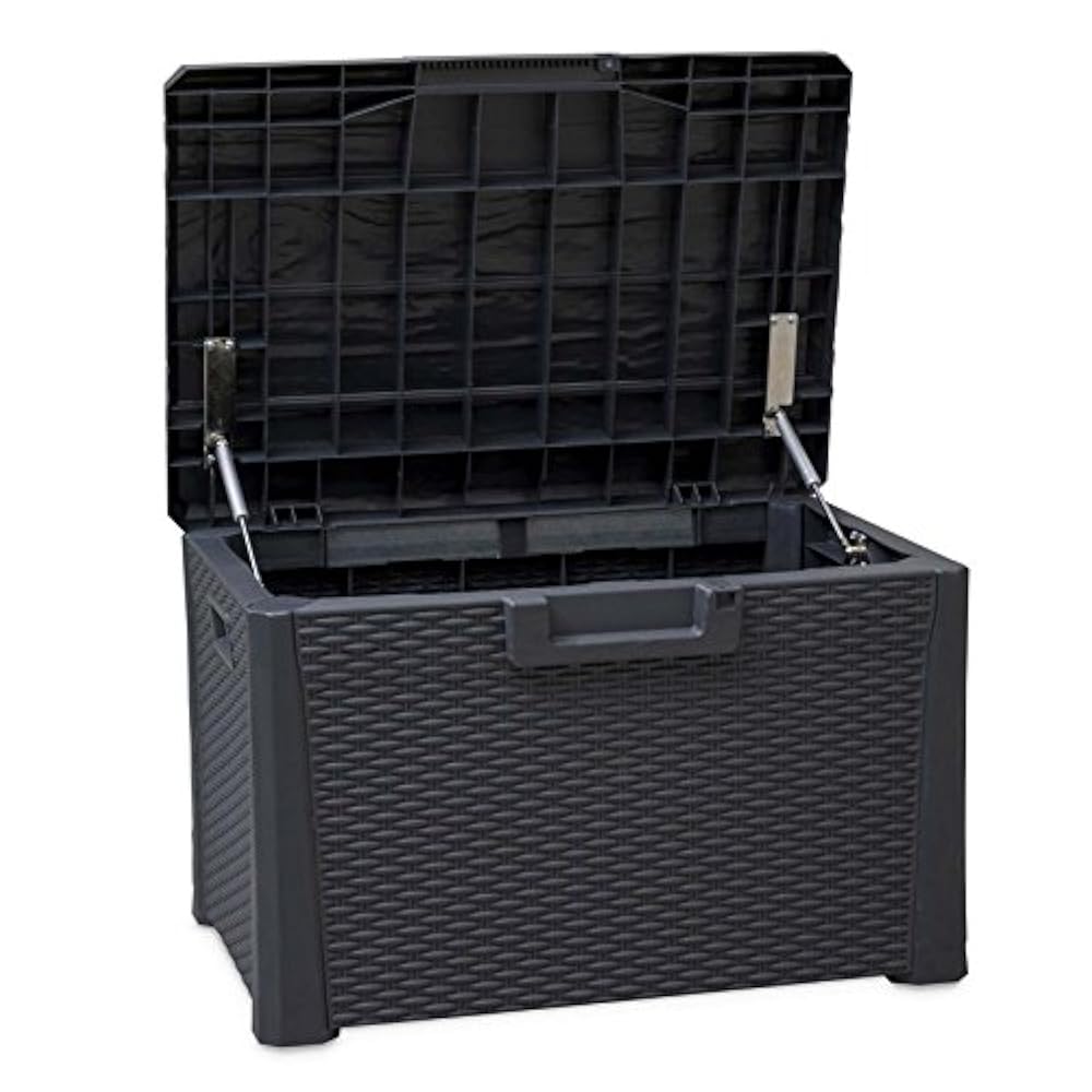 TOOMAX Nevada 120 Liter Langlebig witterungsbeständig Mehrzweck-Kompakt Indoor/Outdoor Rattan Finish abschließbar Aufbewahrungsbox