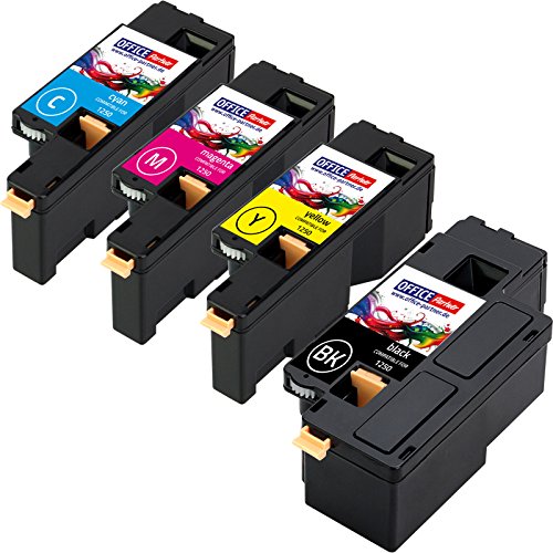 Multipack 4 Toner Compatible para DELL 1250 (BK/C/M/Y) para DELL Laser 1250c Impresora; 1350cnw; 1355cn; 1355cnw; C1760; C1760nw; C1765; C1765nfw