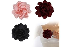 UYVPAER 3 pcs Broche de Flores, Broche de Flor de Rosa de 12 cm Broches de Tela de Color Sólido Camelia Alfileres de Flores para Mujeres Accesorios de Ropa de Boda de Graduación