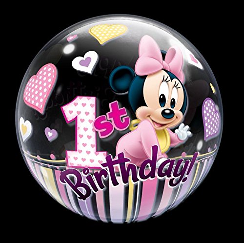 Bubble Ballon Happy Birthday Minnie 1er Geburtstag