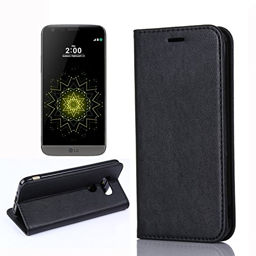 C-Super Mall-UK LG G5 hülle,Qualität PU-Leder starke magnetische Schnalle Mappen-Standplatz -Schlag-Fall für LG G5 ( schwarz )