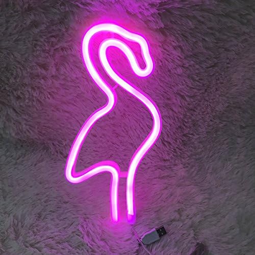 LED Flamingos Neon Sign Light YTAT Shaped Night Light Art Decorative Lights Wall Décor for Christmas Birthday Kids Room Living Room Pub Valentine’s Day Wedding Party (Pink Flamingos)