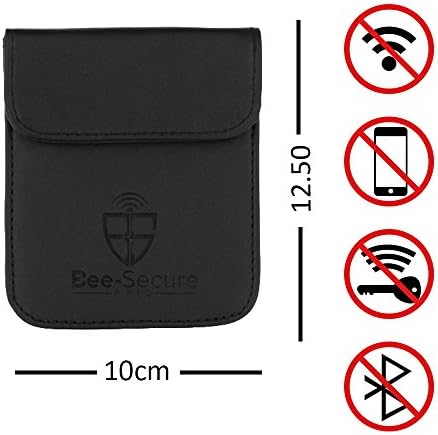BEE-Secure - Car Key RFID Signal Blocking Pouch PU Leather/Case/Wallet (Black)