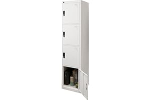 RIGID 4 Door Steel Storage Locker with Shelve | Multi-Compartment Metal Cabinet for Home, Office & School | Key Locking, Plastic Handles, High Capacity Organizer, White (45D x 38W x 180H CM) Assembled