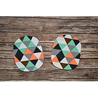 Aufnäher aus Bio-Baumwolle, Flicken, ca. 9 x 6 cm, Applikation, Knieflicken, Patch zum Aufbügeln, Baby, Kind, Mädchen, Junge, grau weiß schwarz braun türkis orange, Dreiecke