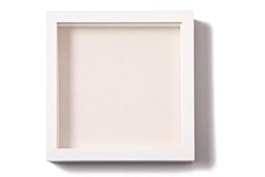 ‎MUZILIFE Muzilife 3D Bilderrahmen zum Befüllen mit Echter Glasscheibe, 20x20 cm-Tiefer Holz Rahmen Weiß, Objektrahmen Shadow Box, als Geschenk für Familie Freunde usw. (Weiß, 20x20cm)