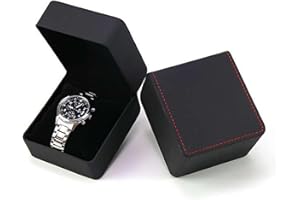 YekouMax Uhrenbox herren, Aufbewahrungsbox für smartwatch und armbanduhren, PU Leather Gift Box for Watch, Jewellery, Birthda, Boyfriend, Men and Women (1, Mattschwarze rote Linie)