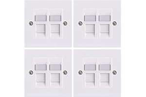 LEENUE RJ45 Socket Cat6, Double Socket RJ45 Network Wall Plate 2 Port with Keystone Jack, 4 Pack White
