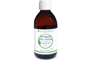 ‎ENERGYBALANCE Ovega3 life drink 250ml - DHA Algenöl mit Limonengeschmack und Astaxanthin - Top Aufnahmefähigkeit - Omega-3 für Kinder - mit natürlichem Antioxidans - Schadstofffrei - Vegan - Glutenfrei