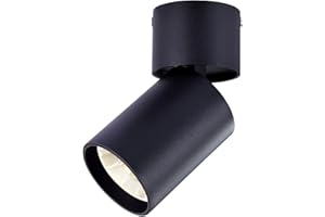 FOOC Foco LED Lámpara de pared de techo moderna 15W CRI> 90 Vertical Horizontal girada, ø60mm 4000K para sala de estar Oficina Comercial Habitación infantil Cocina, Negro