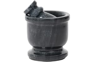 CHES Radicaln Set di mortaio e pestello in marmo nero, sta nel palmo, 6,3 cm, portatile, realizzato a mano, accessori da cucina per spezie e condimenti indiani, forniture per spezie macinate
