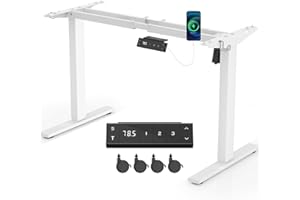 JUMMICO Estructura de Mesa de Escritorio Regulable en Altura con Motores Fuertes, Estructura de Mesa con 3 Controladores de Memoria para Sentarse de pie (Blanco)