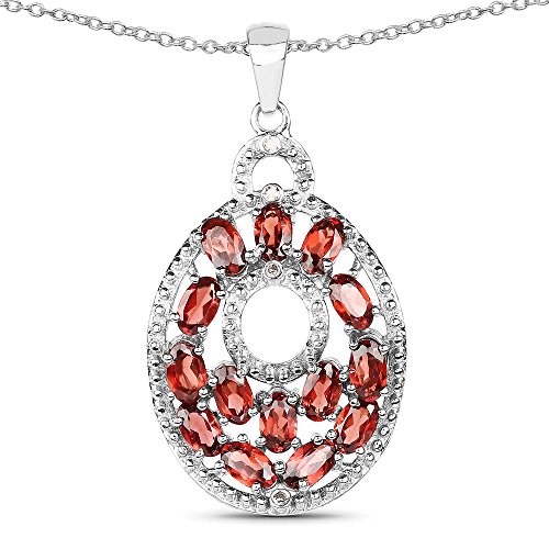 Sterling Silver Garnet Oval Cut Designer Pendant in 4.04 Carats for Women