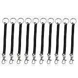 Material: Plástico Wohlstand 10 Piezas Espiral Llavero,Cuerda de seguridad2.4 * 10 * 12cm,Cuerda de Pesca,Estirable Llavero de Plástico Negro de Resorte para Escuela,Oficina, Acampar y Caza