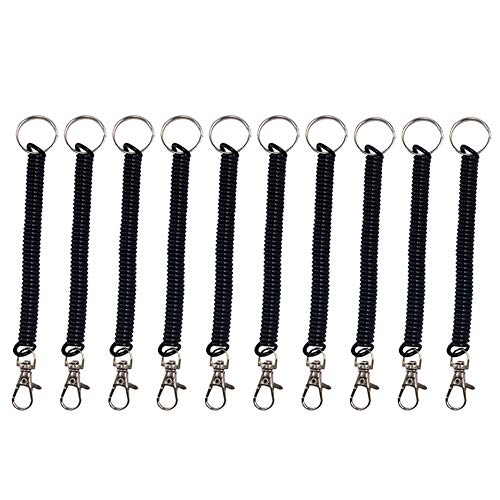 Wohlstand 10 pièces Lanière de Pêche,Lanière Elastique Spirale,Porte-cles Sangle Chaine,Pivotant Mousqueton, Multi-Function pour Pêche Camping Randonnée