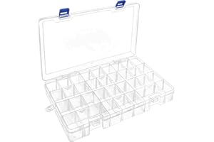 DIFIT Caja Organizadora Plastico, 34 Compartimentos Ajustable Caja de Almacenamiento de Plástico,Caja Clasificadora,Organizador de Joyas,Caja de Almacenamiento con Divisores(Juego de 2)