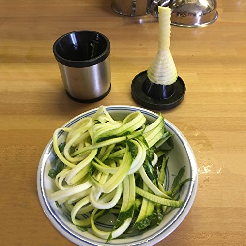 Best Utensilien Spiralschneider Spiralizer Gemüse Zucchini Nudeln Spaghetti Pasta Maker zoodler Spiralizer Schneide mit Reinigungsbürste, Handheld Schwarz - 8