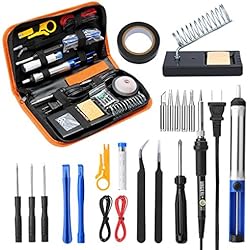 URCERI Fer à Souder Electrique Kit de Soudage 60W 26 en 1 Kit Soudure avec 6PCS Embouts Interchangeables Pompe à Dessouder Multimètre Station de Soudage et Fil de Soudure à Souder Température Réglable