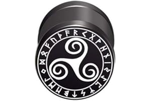 BlackAmazement Pendiente falso dilatador de acero inoxidable 316L, diseño trisquel, runa vikinga, círculo, celta, 10 mm, negro, para hombre y mujer