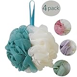 Bath Puffs, 4 Pack Shower Sponges Mesh Pouf Bathing Loofahs Sponge for Bath Shower