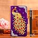 Produktbild Locaa(TM) For ZTE Nubia Z9 mini 3D Bling Pfau Case + Griffel + Anti Dust plug Deluxe Luxus Perlen Diamant niedlich Schöne Retro Card Holder Wallet Protection Hülle - [Pfau Serie] Lila Holster - Rot Pfau