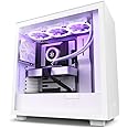 NZXT H7 - CM-H71BW-01 - ATX Mid Tower PC Gaming Case - Front I/O USB Type-C Port - Quick-Release Tempered Glass Side Panel - Vertical GPU Mount - Integrated RGB Lighting - White