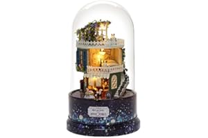 CUTEBEE Miniatura de la casa de muñecas con Muebles, Equipo de casa de muñecas de Madera DIY, más Resistente al Polvo y el Movimiento de música