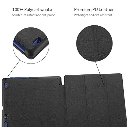 EasyAcc Lenovo Tab 2 A10-70 / Lenovo TAB3 10 Plus / Tab 2 A10-30 Hülle, Ultra Dünn Hochwertiges PU Leder Case – mit Standfunktion und Automatischem Schlaf Funktion für Lenovo TAB3 10 Plus/ Tab 3 10 Business/ Tab 2 A10-70/ A10-70F/ A10-70L / Tab 2 A10-30/ A10-30F/ A10-30L (Schwarz, Kunstleder, Ultra Dünn) - 8