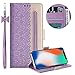 Produktbild Reißverschluss Brieftasche für iPhone 11Pro 5.8,Gurt Wallet Handyhülle für iPhone 11Pro 5.8,Moiky Stilvoll Lila Spitze Blume Malerei Klappbar Stand Leder Handytasche
