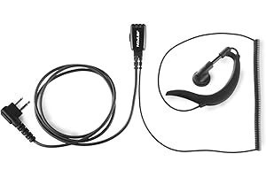 Jetfon BR-1703 E/C - Microauricular Tipo Gancho para Walkie-Talkies, Color Negro