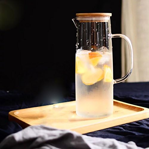 Creative transparent chill water large capacity clear glass bottle cold beverage carafe wine decanter beer jar juice kettle milk pitcher-Clear 1200ml