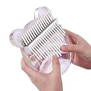 17-Key Kalimba Thumb Piano Transparent Acrylic Material with Carry Bag Musical Note Stickers Tuning Hammer Cleaning Cloth Musical Gift