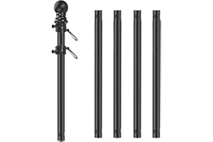 Ruspela 6FT Flag Pole Kit for House, Flag Pole for Garden, 5 Sections Flag Pole Kit Stainless Steel Flag Pole Tangle Free for Outdoor Garden Roof Walls Yard