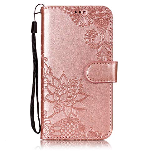 Preisvergleich Produktbild Homikon PU Leder Hülle Schön Spitze Schutzhülle Brieftasche Ledertasche Bookstyle Lanyard Weiche Handyhülle Kunstleder Lederhülle Silikon Tasche Kompatibel mit iPhone XR - Roségold