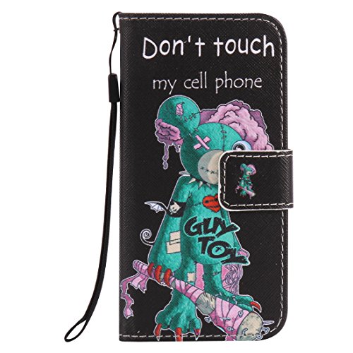 Nancen Apple iphone 7 (4,7 Zoll) Hülle / Handyhülle, Painted Persönlichkeit PU Leder Tasche Schutzhülle Case Lederhülle Flip Cover mit Standfunktion, zwei Kartenfächer und Eine Brieftasche Etui [Don’t touch my cell phone] - 2