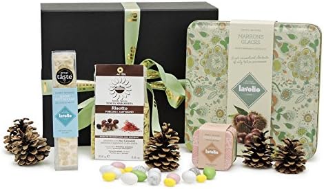 Lavolio Luxury Italian Delicatessen Hamper - Artisan-made Gourmet Italian gift with gluten-free treats including Lavolio nuts and chocolate, porcini risotto, and Marrons Glacés. Gluten-free.